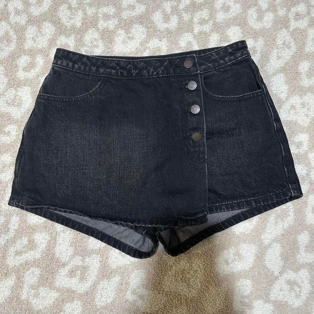 BDG Denim Skort Black Side Button Mini Skirt Shorts‎ 27